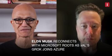Elon Musk reflects on his Microsoft internship while announcing xAI's Grok integration with Microsoft Azure alongside Satya Nadella at Build 2025.